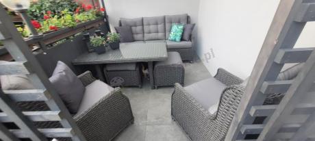 Komplet mebli z technorattanu dla 7 osób ze stołem 140x80 Fiorento - Antracite