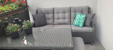 Komplet mebli z technorattanu dla 7 osób ze stołem 140x80 Fiorento - Antracite