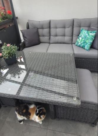 Komplet mebli z technorattanu dla 7 osób ze stołem 140x80 Fiorento - Antracite