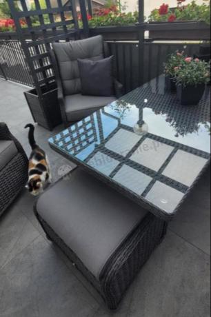 Komplet mebli z technorattanu dla 7 osób ze stołem 140x80 Fiorento - Antracite