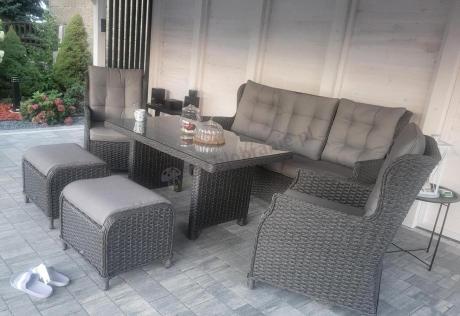 Komplet mebli z technorattanu dla 7 osób ze stołem 140x80 Fiorento - Antracite