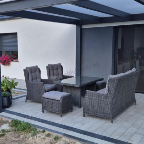 Komplet mebli z technorattanu dla 7 osób ze stołem 140x80 Fiorento - Antracite