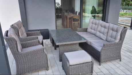 Komplet mebli z technorattanu dla 7 osób ze stołem 140x80 Fiorento - Antracite