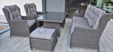 Komplet mebli z technorattanu dla 7 osób ze stołem 140x80 Fiorento - Antracite