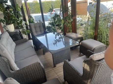 Komplet mebli z technorattanu dla 7 osób ze stołem 140x80 Fiorento - Antracite