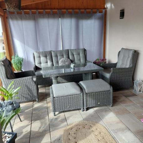 Komplet mebli z technorattanu dla 7 osób ze stołem 140x80 Fiorento - Antracite