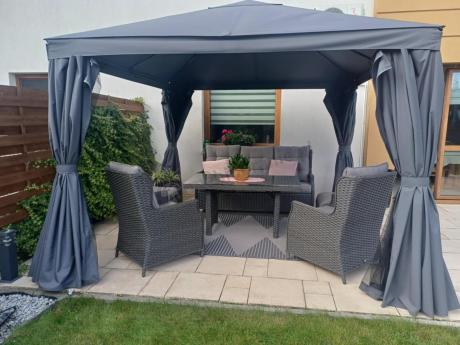 Komplet mebli z technorattanu dla 7 osób ze stołem 140x80 Fiorento - Antracite