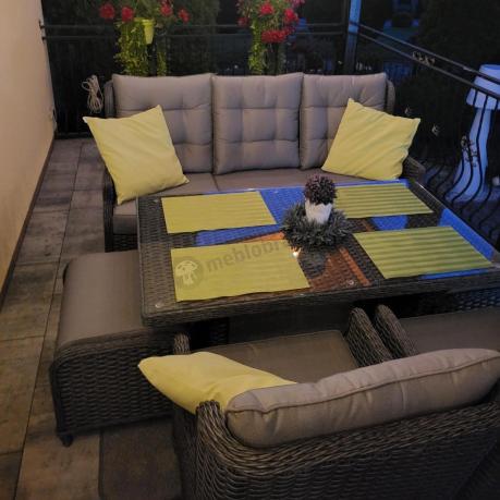 Komplet mebli z technorattanu dla 7 osób ze stołem 140x80 Fiorento - Antracite