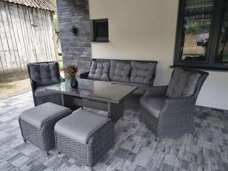 Komplet mebli z technorattanu dla 7 osób ze stołem 145x85 Fiorento - Antracite