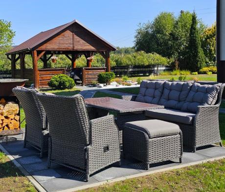 Komplet mebli z technorattanu z regulowanymi fotelami ze stołem 145x85 Fiorento - Antracite Polywood