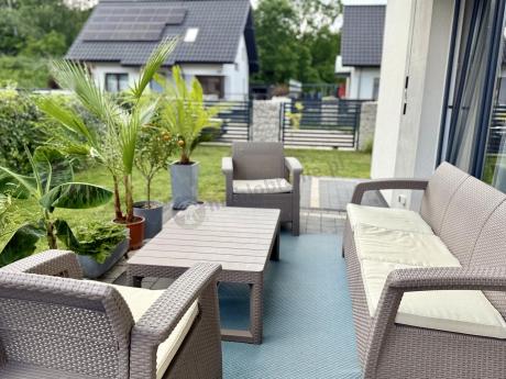 Komplet na taras z regulowanym stolikiem Corfu Set Lyon Max Cappuccino