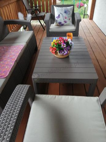Komplet na taras z regulowanym stolikiem Corfu Set Lyon Max Cappuccino