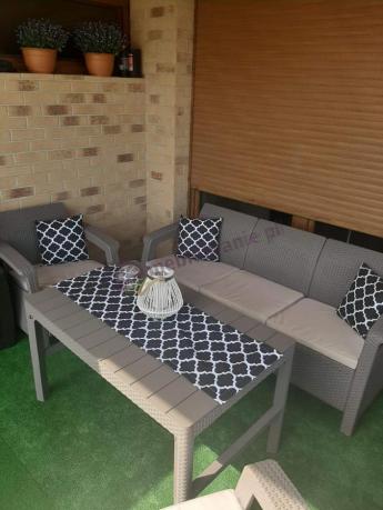 Komplet na taras z regulowanym stolikiem Corfu Set Lyon Max Cappuccino