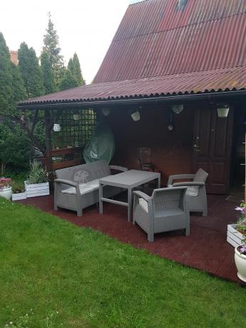 Komplet na taras z regulowanym stolikiem Corfu Set Lyon Max Cappuccino