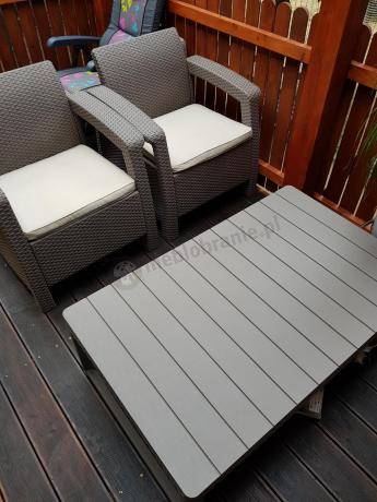 Komplet na taras z regulowanym stolikiem Corfu Set Lyon Max Cappuccino