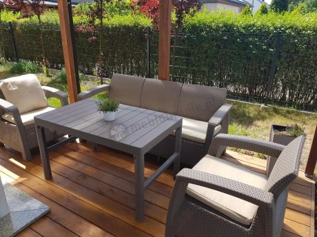 Komplet na taras z regulowanym stolikiem Corfu Set Lyon Max Cappuccino