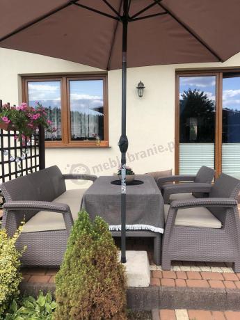 Komplet na taras z regulowanym stolikiem Corfu Set Lyon Max Cappuccino