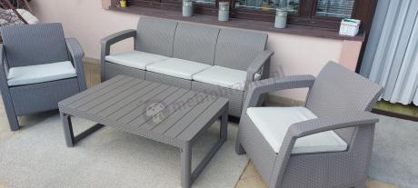 Komplet na taras z regulowanym stolikiem Corfu Set Lyon Max Cappuccino