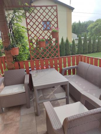 Komplet na taras z regulowanym stolikiem Corfu Set Lyon Max Cappuccino