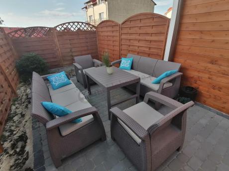 Komplet ogrodowy z podnoszonym stołem cappuccino