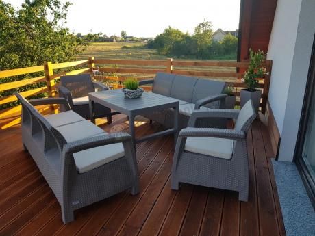 Komplet ogrodowy z podnoszonym stołem cappuccino