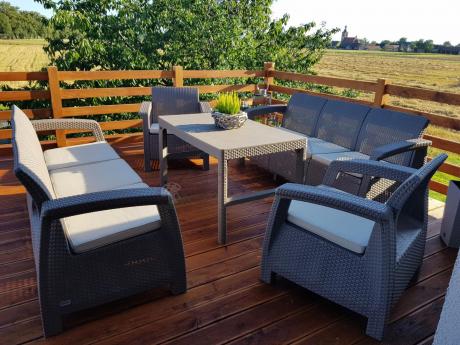 Komplet ogrodowy z podnoszonym stołem cappuccino