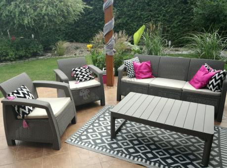 Komplet ogrodowy z podnoszonym stołem cappuccino