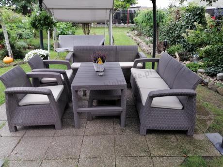 Komplet ogrodowy z podnoszonym stołem cappuccino