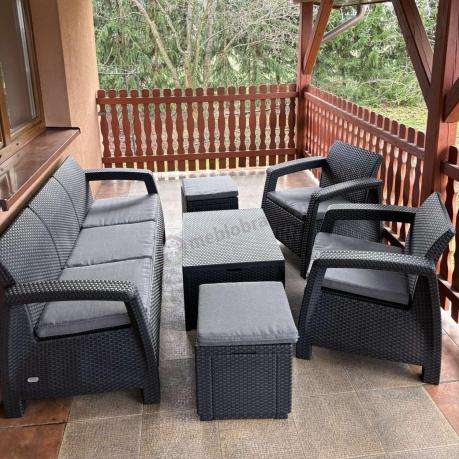 Komplet ogrodowy Corfu Set Box Max z pufami