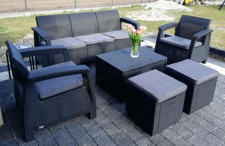 Komplet ogrodowy Corfu Set Box Max z pufami