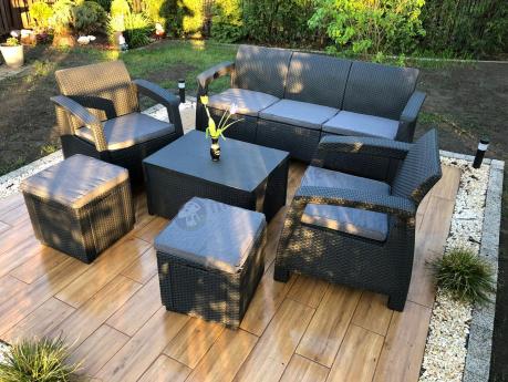 Komplet ogrodowy Corfu Set Box Max z pufami