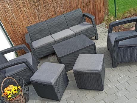 Komplet ogrodowy Corfu Set Box Max z pufami