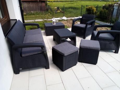 Komplet ogrodowy Corfu Set Box Max z pufami