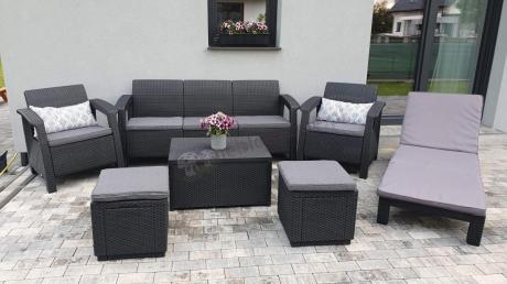 Komplet ogrodowy Corfu Set Box Max z pufami