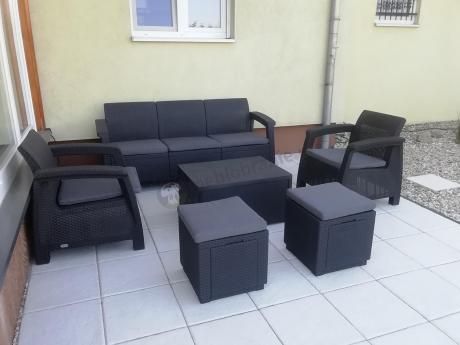 Komplet ogrodowy Corfu Set Box Max z pufami