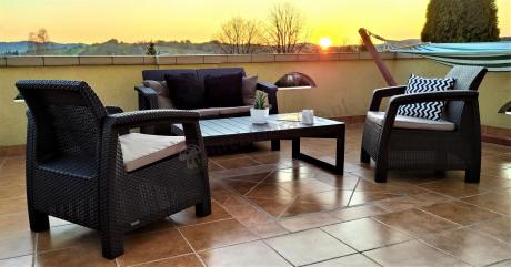 Komplet ogrodowy Corfu Set Lyon z regulowanym stolikiem Brązowy