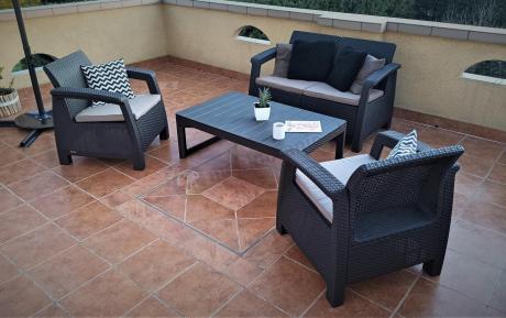 Komplet ogrodowy Corfu Set Lyon z regulowanym stolikiem Brązowy