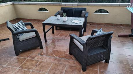 Komplet ogrodowy Corfu Set Lyon z regulowanym stolikiem Brązowy