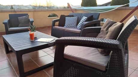 Komplet ogrodowy Corfu Set Lyon z regulowanym stolikiem Brązowy