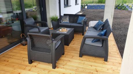 Komplet ogrodowy Corfu Triple Box grafit