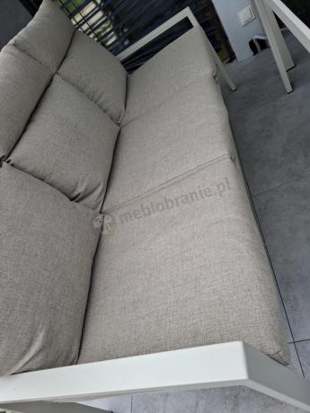 Komplet ogrodowy metalowy wysokie oparcia z sofą 175cm, fotelami i pufami - Doros Max + pufy - Cream