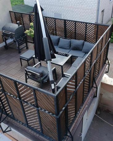Komplet ogrodowy metalowy z narożnikiem, fotelem i pufami - Sodor Corner XL - Dark Grey