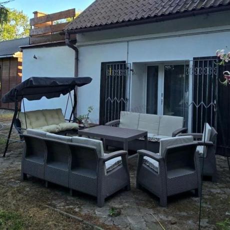 Komplet ogrodowy z podnoszonym stołem cappuccino