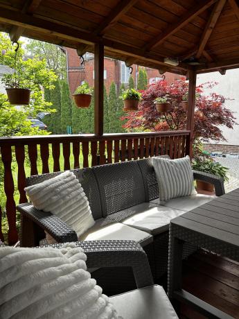 Komplet ogrodowy z podnoszonym stołem cappuccino