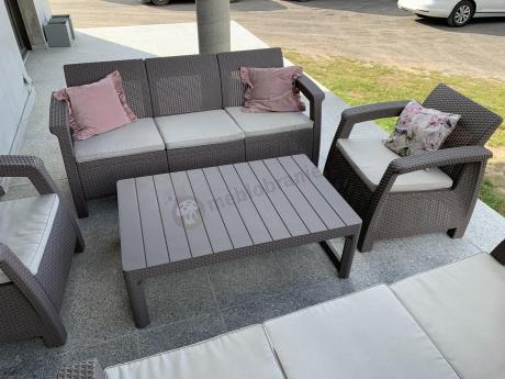 Komplet ogrodowy z podnoszonym stołem cappuccino