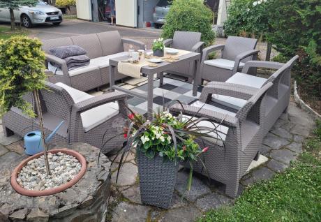 Komplet ogrodowy z podnoszonym stołem cappuccino