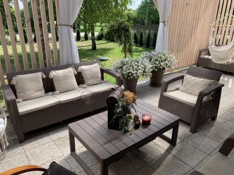 Komplet ogrodowy z podnoszonym stołem cappuccino