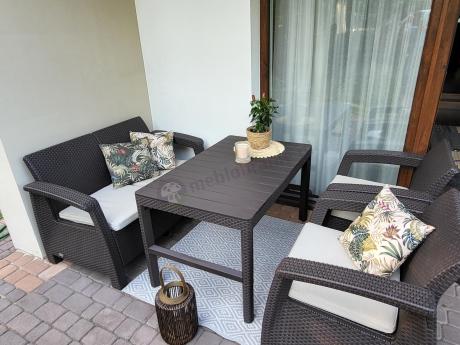 Komplet ogrodowy z regulowanym stolikiem Corfu Set Lyon brązowy