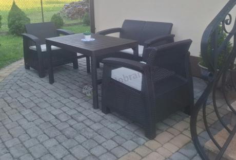 Komplet ogrodowy z regulowanym stolikiem Corfu Set Lyon brązowy