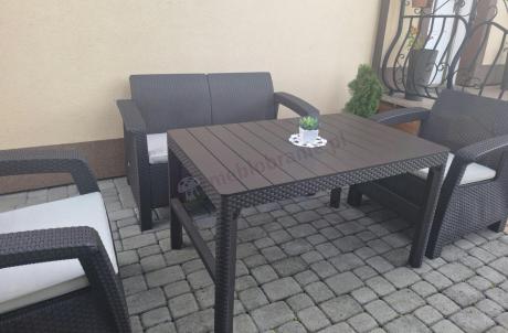 Komplet ogrodowy z regulowanym stolikiem Corfu Set Lyon brązowy